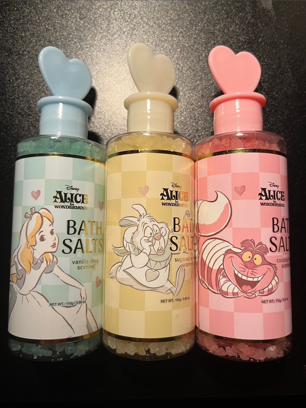 Disney Alice in Wonderland Bath Salts Trio - Blue, Cream, Pink - Picture 1 of 2
